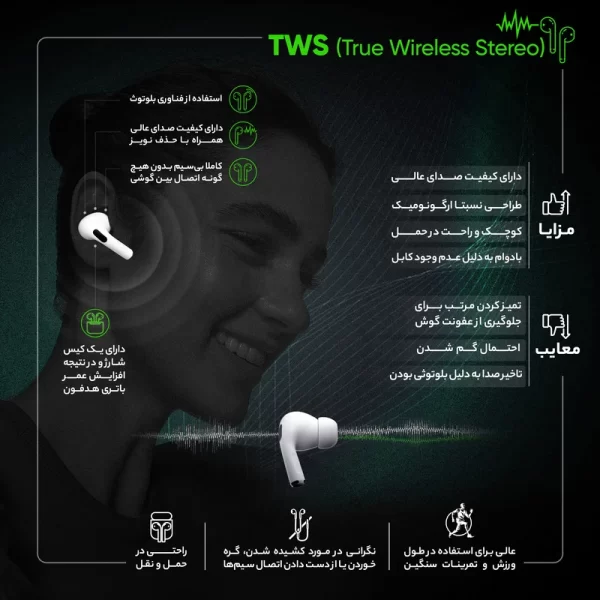 هدفون بلوتوثی TSCO TH 5359 TWS