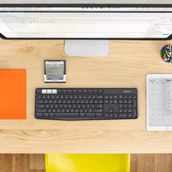 کیبورد لاجیتک مدلK375S Multi Device Wireless به همراه پایه نگهدارنده گوشی موبایل و تبلت